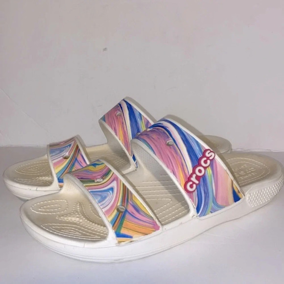 Crocs Classic Out of this World Slide Swirl Pattern Sandals - Picture 1 of 9